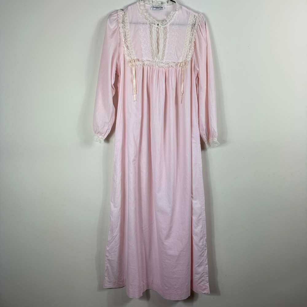 Christian Dior Vintage Pink Lace-Trimmed  Full Length Nightie Lingerie